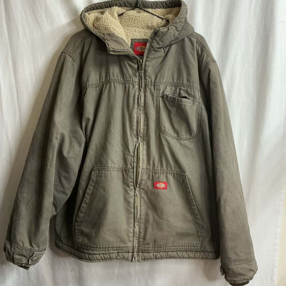 Dickies Men's Sherpa-Lined Hooded Duck Canvas Work Jacket